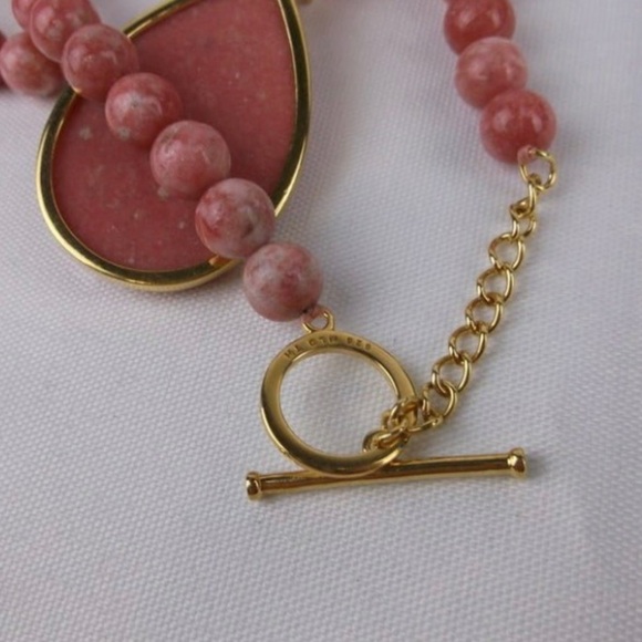 New Designer Sterling Silver Rhodochrosite Necklace 18" w/ 2 extra stone pieces - Picture 3 of 3